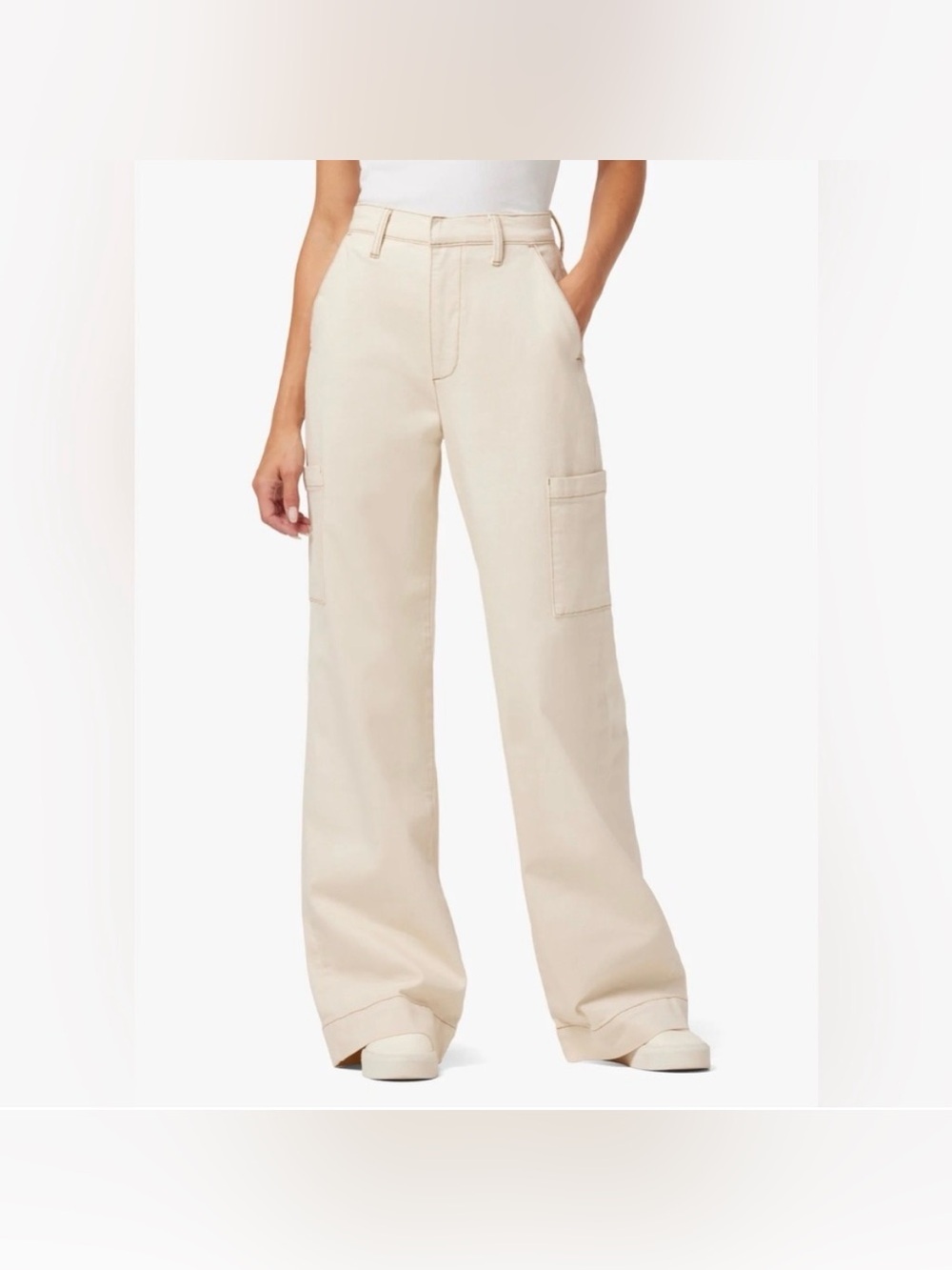 NEW Joe's Jeans Women’s Wide Leg Cargo Pants Ecru Size 32